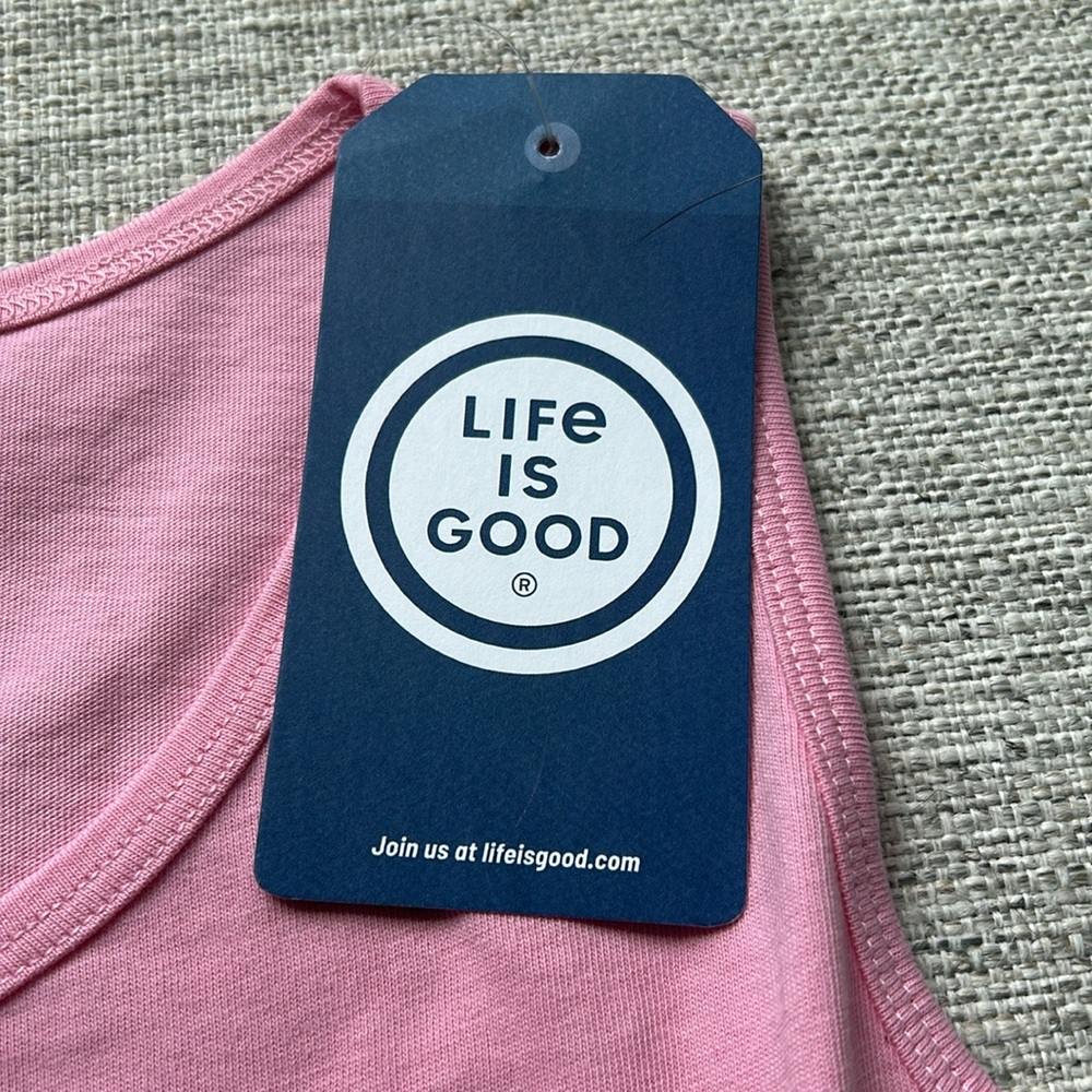 Life Is Good Pink Sleeveless Top with Bicycle Design Basket Crusher Large NWT - Picture 4 of 6